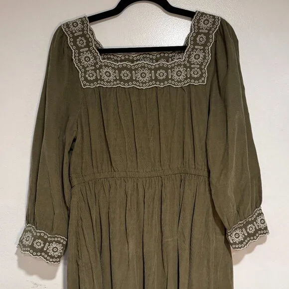 Madewell Corduroy Dress in Olive Green Size M - Picture 1 of 8